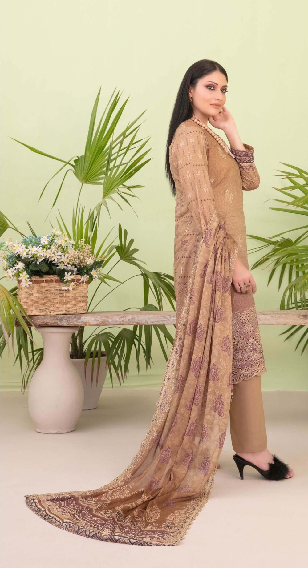 Tawakkal New Embroidered Digital Printed Lawn shirt - Cut Work Embroidered Digital Printed Lawn Dupatta