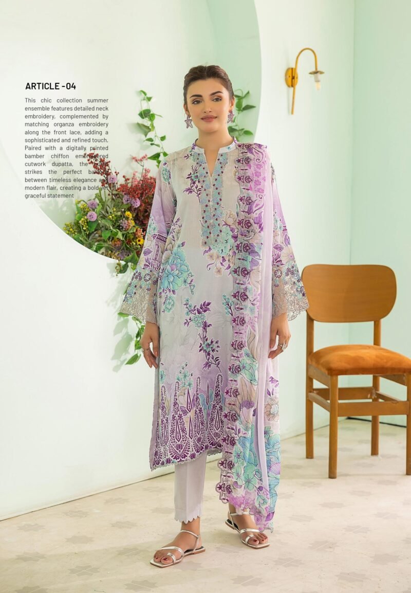 RANGPASAND BY GULLJEE EMBROIDED LAWN SHIRT WITH PURE BAMBER CUTWORK DUPPATA