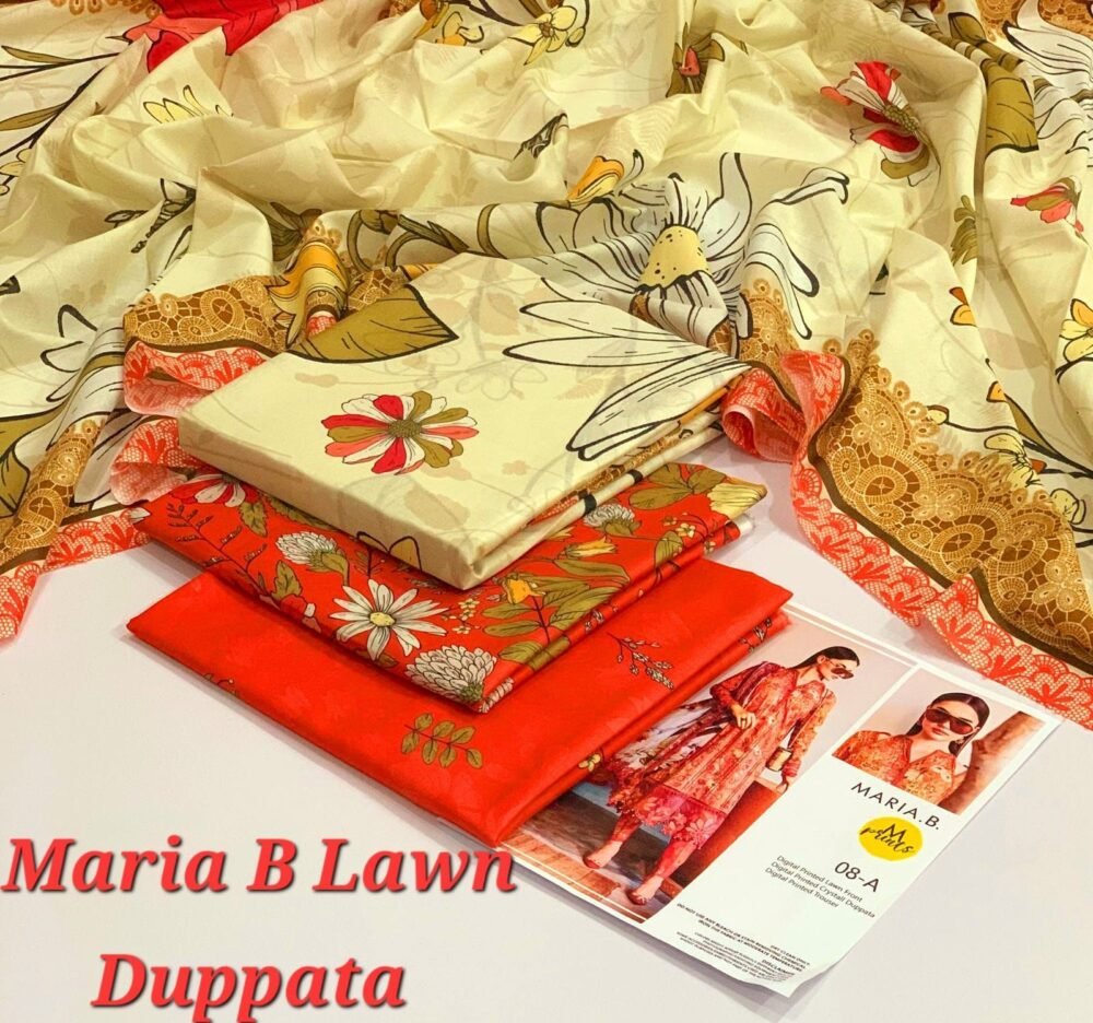 MARIA .B. 3 Piece Printed Lawn Suit With Printed Lawn Dupatta