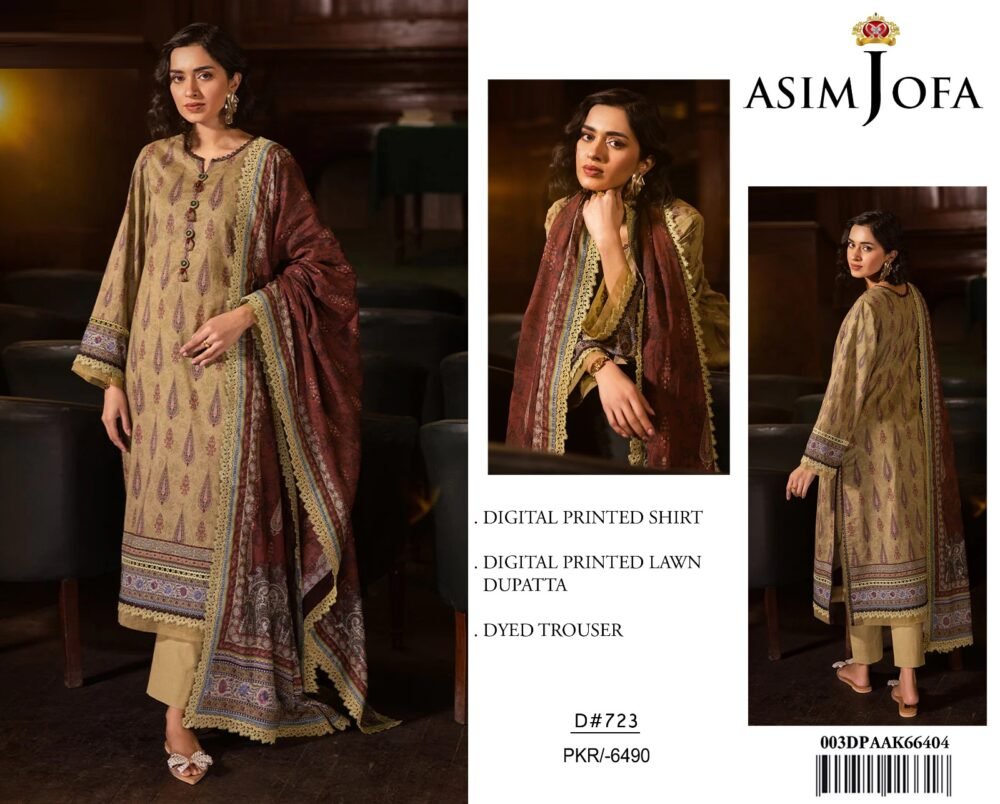 ASIM JOFA 3 Piece Printed Lawn Suit With Printed Lawn Dupatta